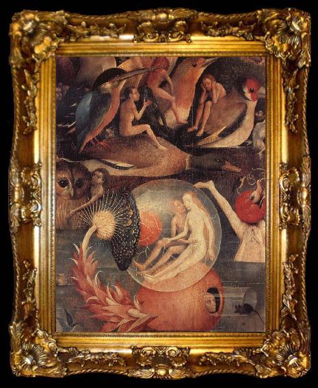 framed  BOSCH, Hieronymus Der Garten der Luste.Ausschnitt:Das Paar in der Kugel, ta009-2